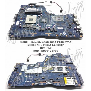 Toshiba Satellite A660 A665 P750 P755 Anakart - PHQAA LA-6831P Anakart