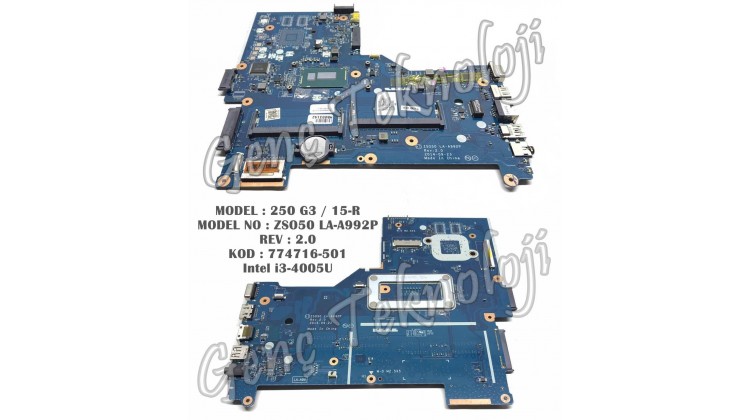 HP 250 G3 15-R Anakart - ZSO50 LA-A992P Anakart